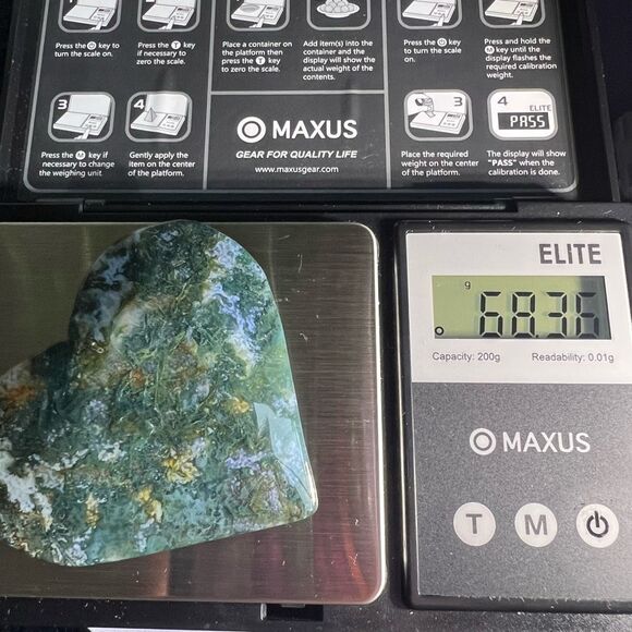 Moss Agate Crystal Heart‎ (#8) - Picture 11 of 11